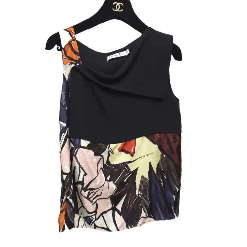 Dior Dior Multicolor Silk Short Sleeve Top 0089 Size XS / US 0-2 / IT 36-38 - 2 Thumbnail