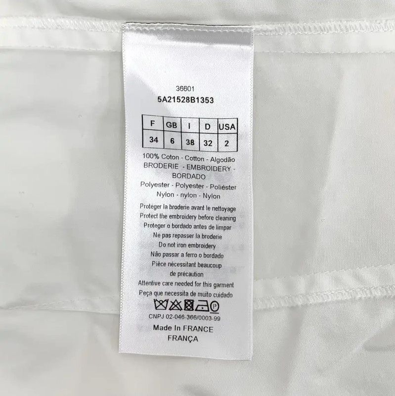 Dior Dior White Cotton Women's Dress 0089 Size XXS / US 00 / IT 34 - 6 Thumbnail