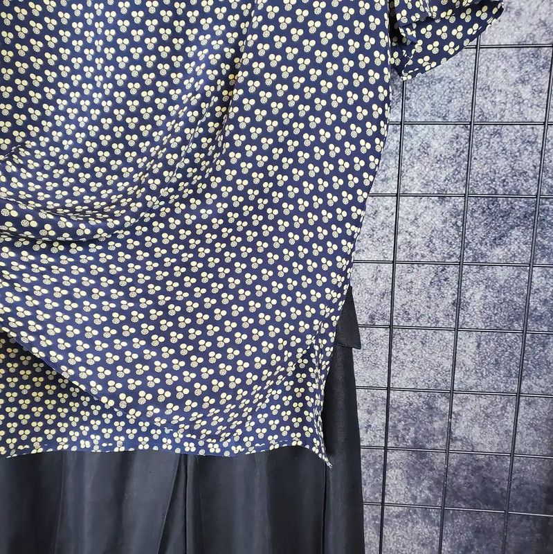 Dior Dior Navy Silk Print Short Sleeve Top 0089 Size M / US 6-8 / IT 42-44 - 6 Thumbnail