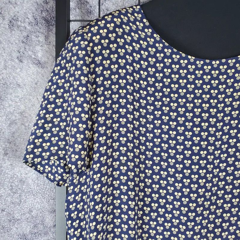 Dior Dior Navy Silk Print Short Sleeve Top 0089 Size M / US 6-8 / IT 42-44 - 4 Thumbnail