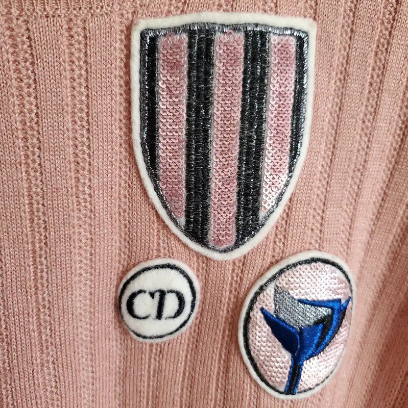 Dior Dior Pink Cashmere Embroidered Short Sleeve Sweater 0089 Size XS / US 0-2 / IT 36-38 - 2 Thumbnail