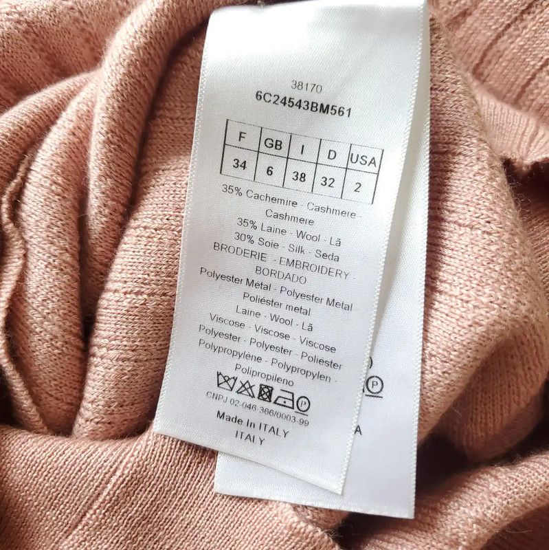 Dior Dior Pink Cashmere Embroidered Short Sleeve Sweater 0089 Size XS / US 0-2 / IT 36-38 - 6 Thumbnail