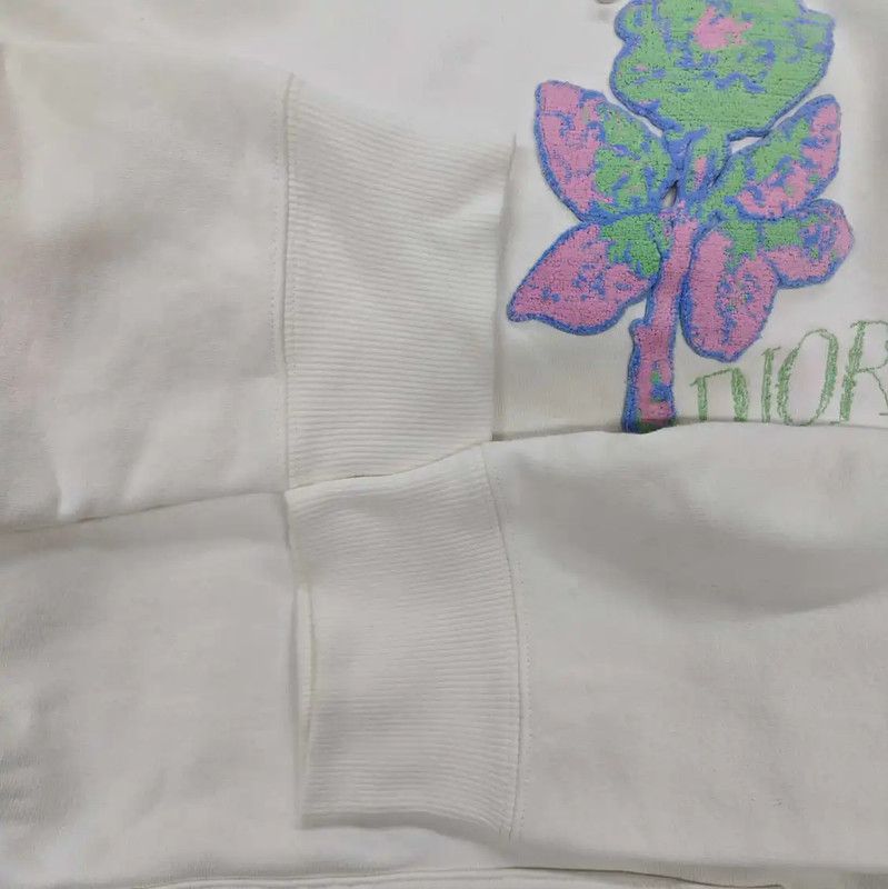 Dior Dior Women's White Cotton Hoodie with Floral Design 0089 Size S / US 4 / IT 40 - 6 Thumbnail
