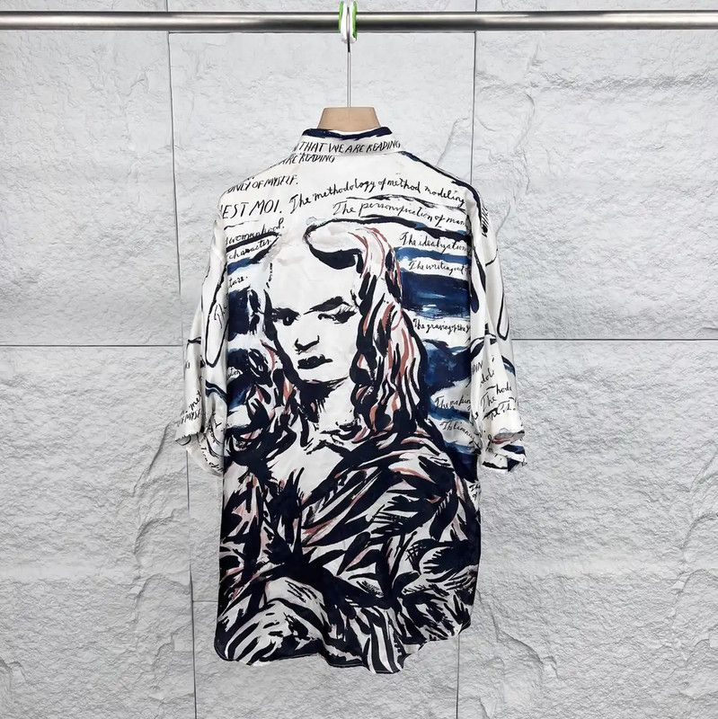 Dior Dior Artistic Print White Cotton Shirt 0089 Size ONE SIZE - 2 Thumbnail