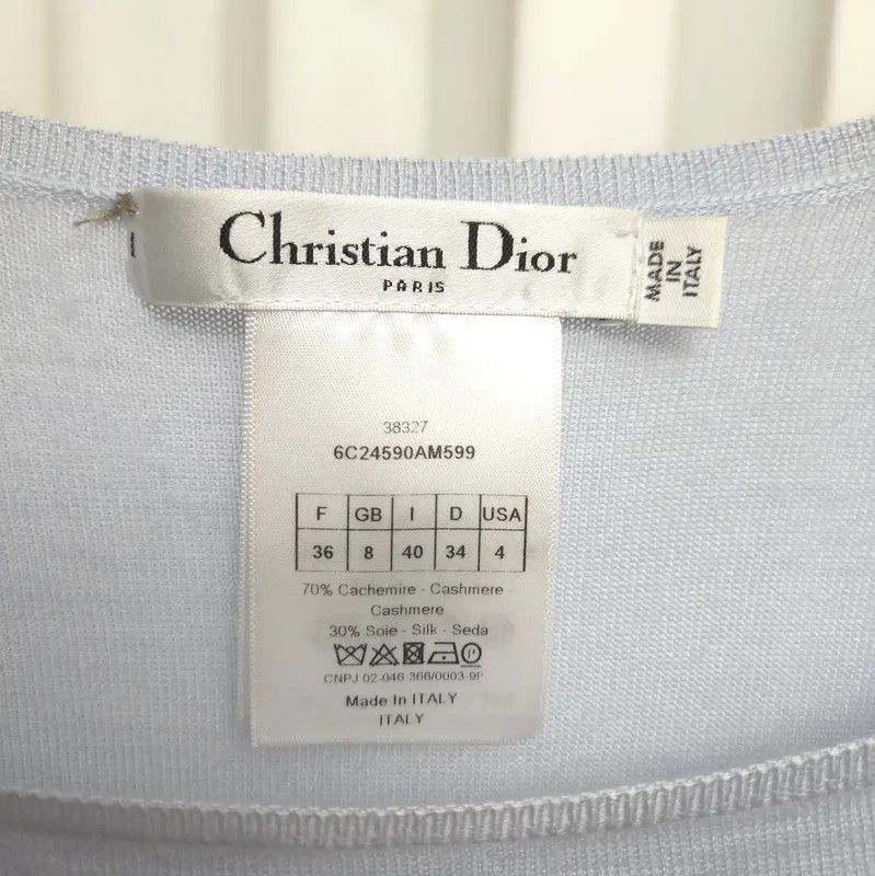 Dior Dior Light Blue Cashmere Long Sleeve Pullover 0089 Size XS / US 0-2 / IT 36-38 - 3 Thumbnail
