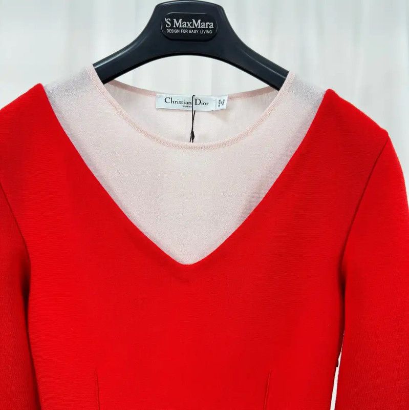 Dior Dior Red Wool Long Sleeve Top 0089 Size XS / US 0-2 / IT 36-38 - 3 Thumbnail