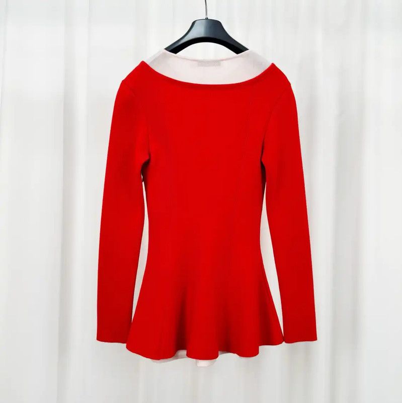 Dior Dior Red Wool Long Sleeve Top 0089 Size XS / US 0-2 / IT 36-38 - 2 Thumbnail