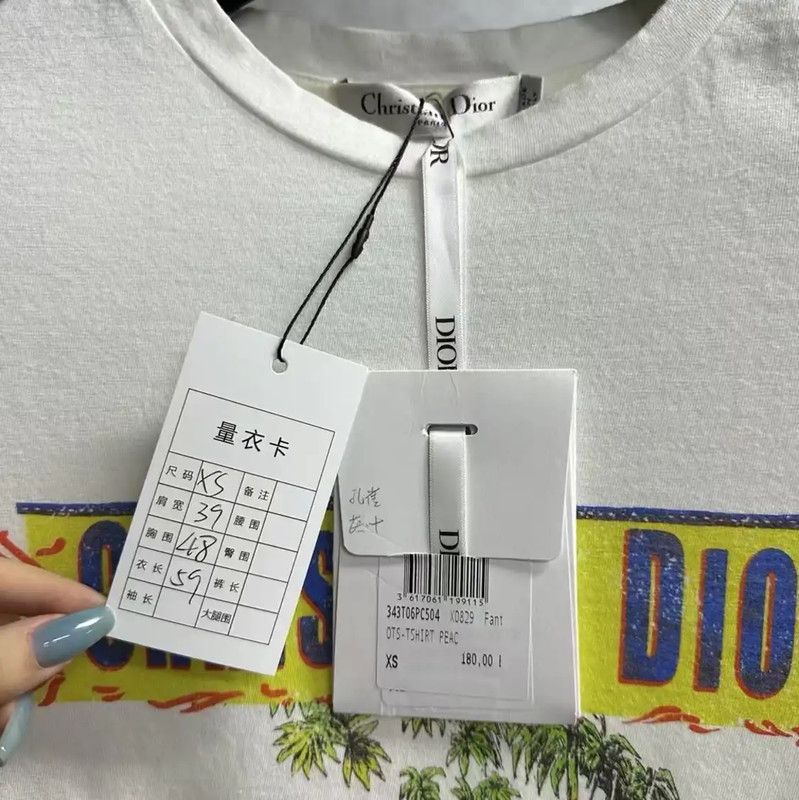 Dior Dior White Cotton Graphic T-Shirt for Women 0089 Size XS / US 0-2 / IT 36-38 - 3 Thumbnail