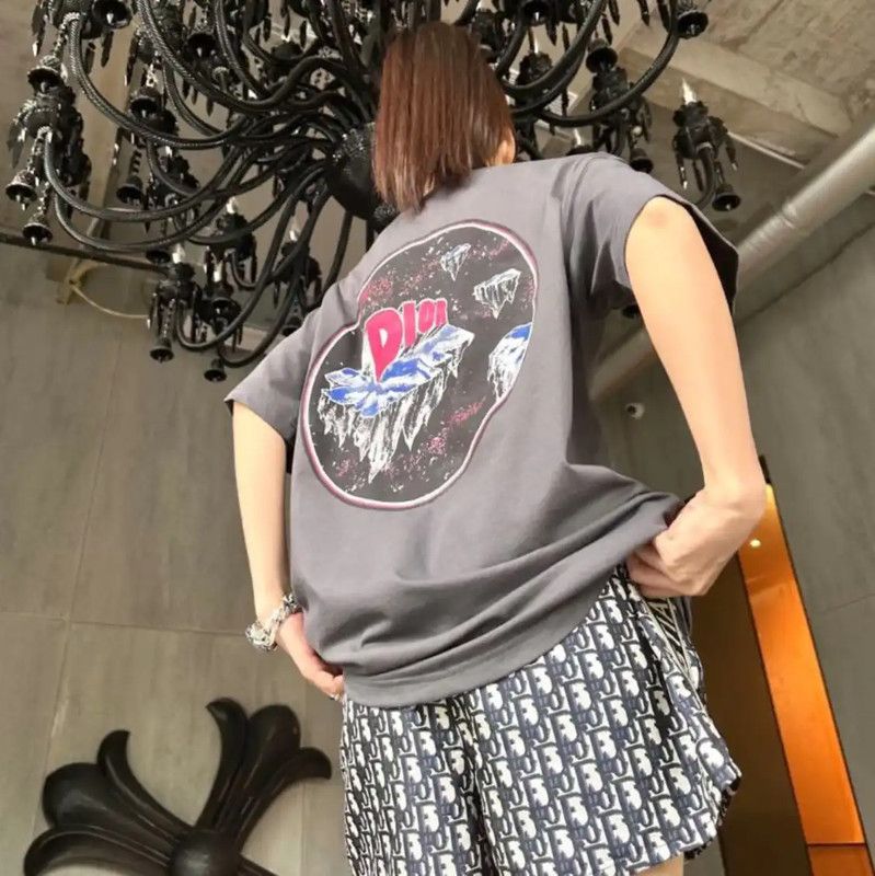 Dior Dior Gray Cotton Women's T-Shirt 0089 Size L / US 10 / IT 46 - 4 Thumbnail