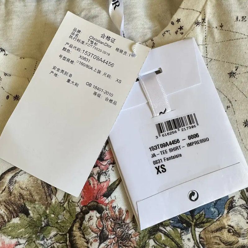Dior Dior Summer White Cotton Graphic T-Shirt 0089 Size XS / US 0-2 / IT 36-38 - 2 Thumbnail