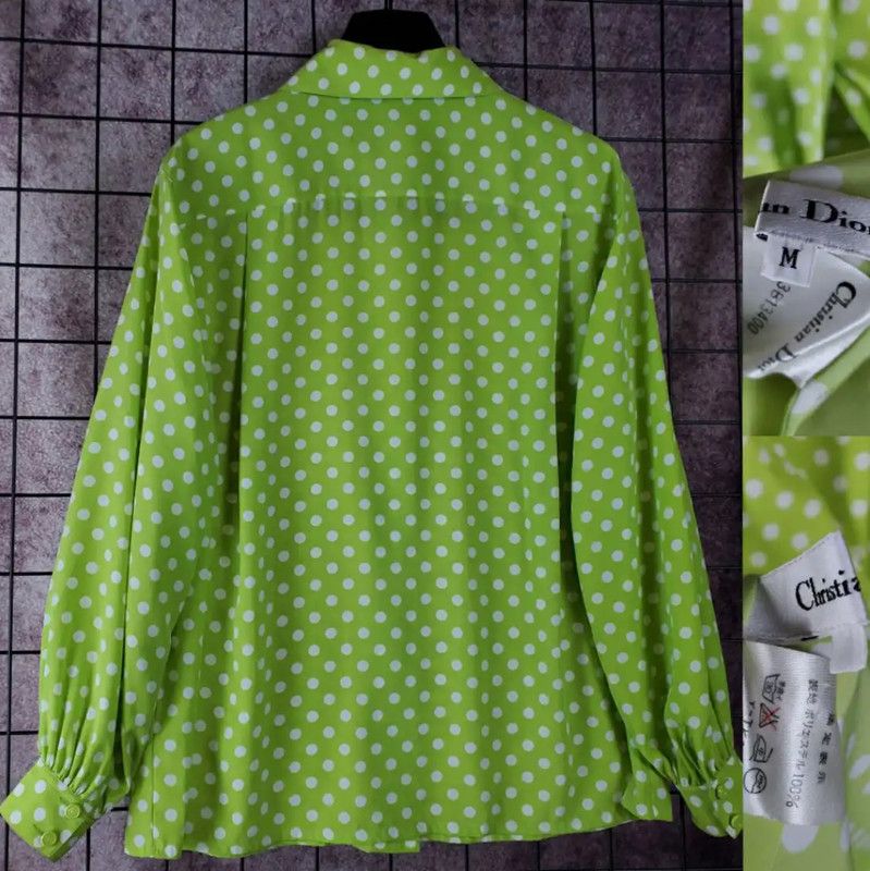 Dior Dior Green Polka Dot Long Sleeve Shirt 0089 Size M / US 6-8 / IT 42-44 - 5 Thumbnail