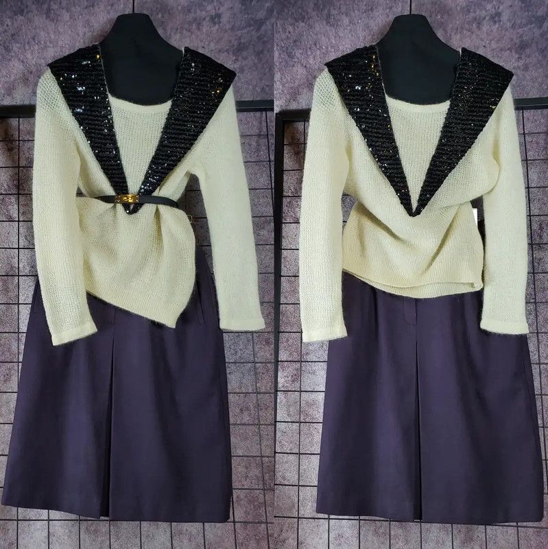 Dior Dior Wool Blend Long Sleeve Top in Beige 0089 Size M / US 6-8 / IT 42-44 - 3 Thumbnail