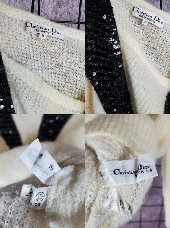 Dior Dior Wool Blend Long Sleeve Top in Beige 0089 Size M / US 6-8 / IT 42-44 - 10 Thumbnail