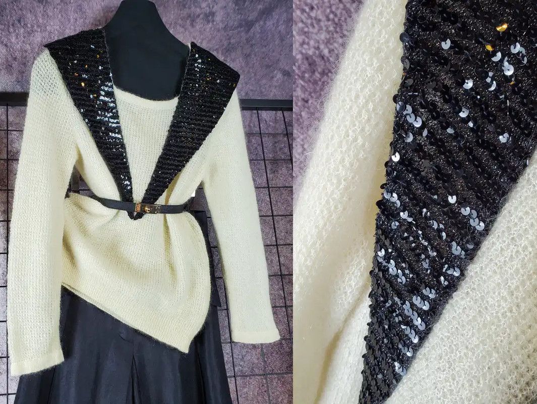 Dior Dior Wool Blend Long Sleeve Top in Beige 0089 Size M / US 6-8 / IT 42-44 - 5 Thumbnail