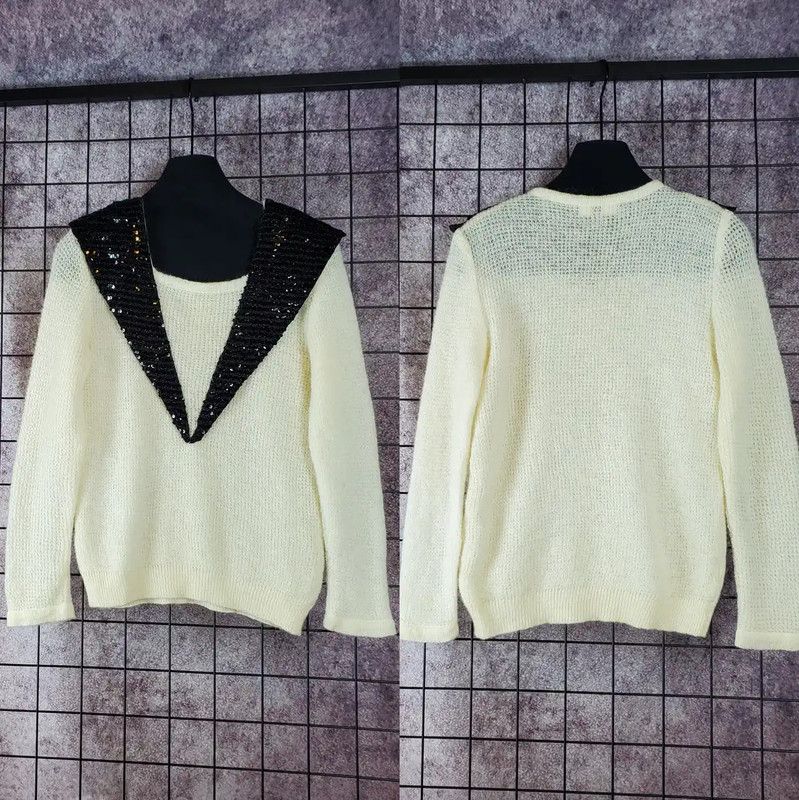 Dior Dior Wool Blend Long Sleeve Top in Beige 0089 Size M / US 6-8 / IT 42-44 - 4 Thumbnail