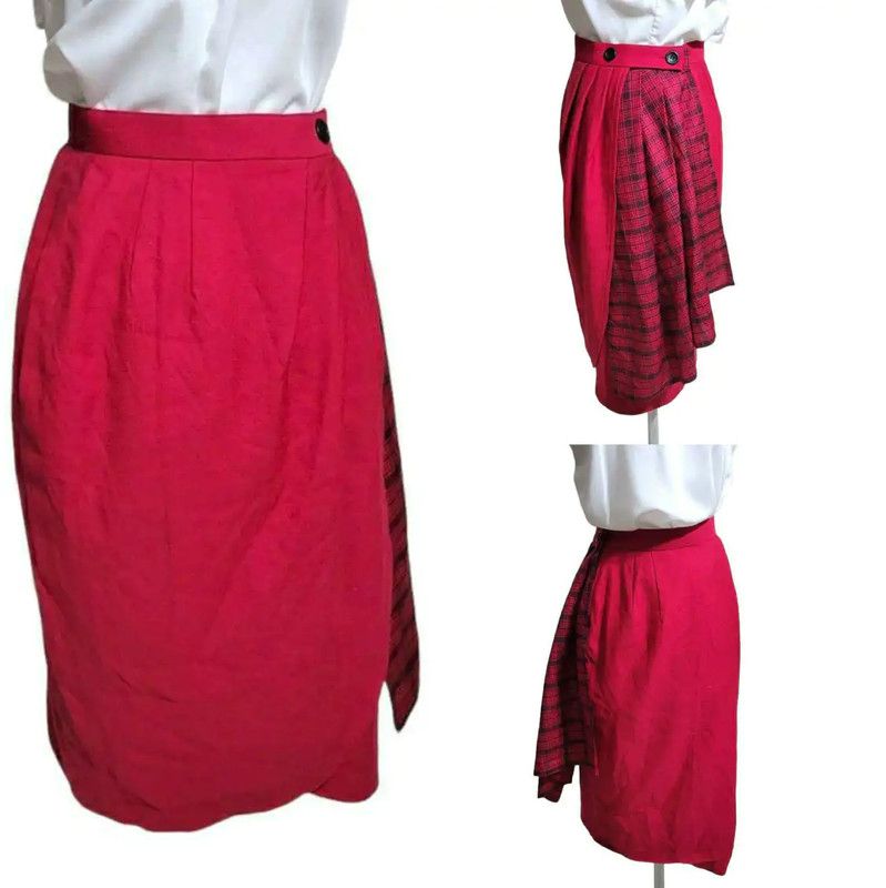 Dior Dior Irregular Red Wool Mini Skirt 0089 Size 23" - 9 Thumbnail