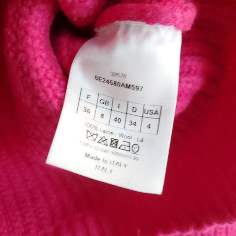 Dior Dior Pink Wool Long Sleeve Pullover Sweater 0089 Size S / US 4 / IT 40 - 6 Thumbnail