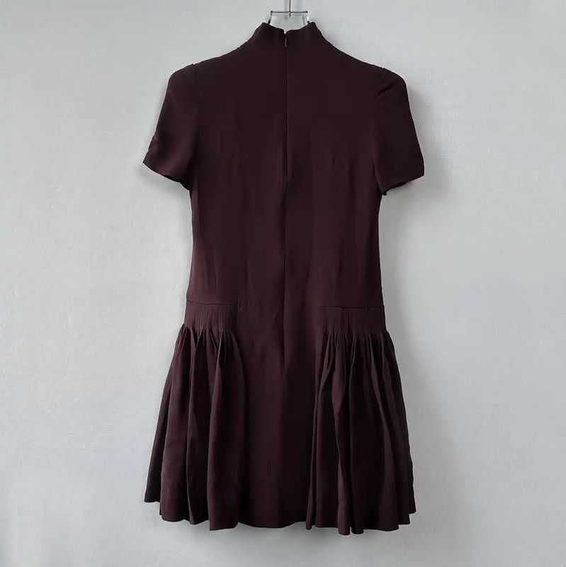 Dior Dior Short Sleeve Pleated Dress in Brown 0089 Size S / US 4 / IT 40 - 2 Thumbnail