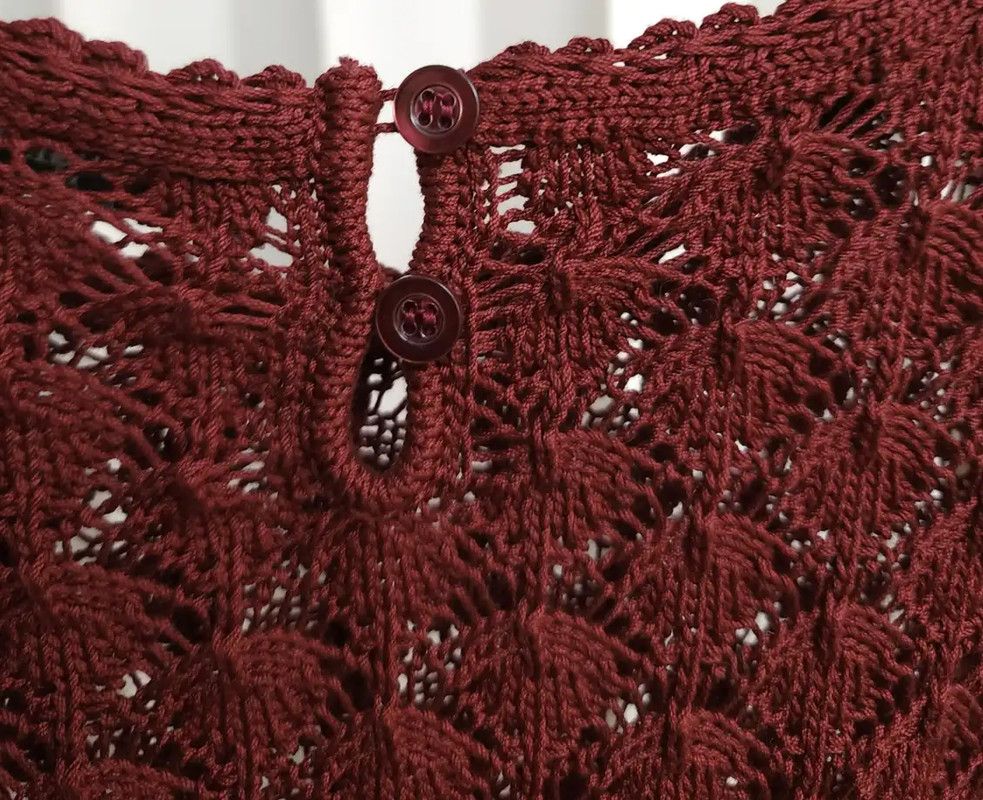 Dior Dior Wine Red Long Sleeve Crochet Sweater 0089 Size XS / US 0-2 / IT 36-38 - 4 Thumbnail