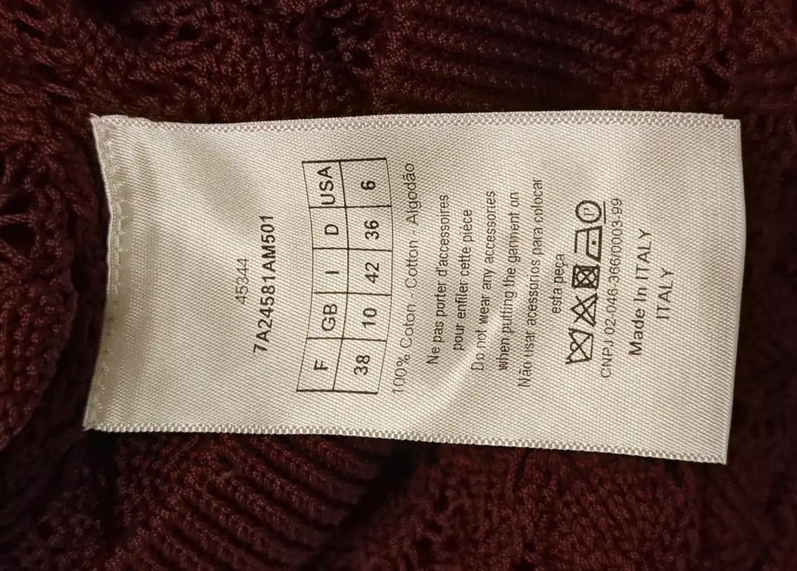 Dior Dior Wine Red Long Sleeve Crochet Sweater 0089 Size XS / US 0-2 / IT 36-38 - 6 Thumbnail