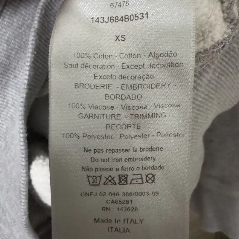 Dior Dior Women's XS Light Gray Cotton Sweatshirt 0089 Size XS / US 0-2 / IT 36-38 - 6 Thumbnail