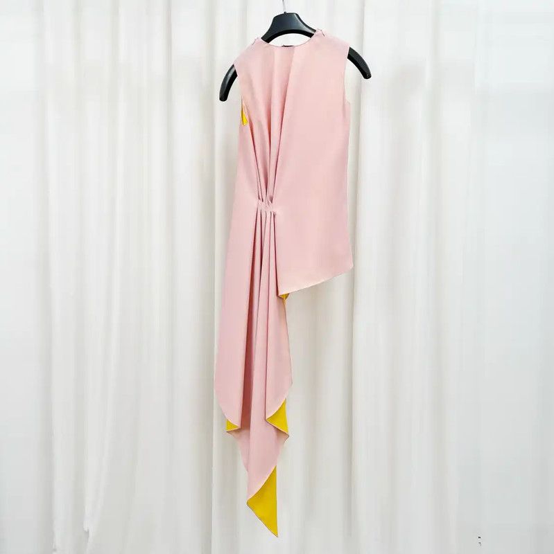 Dior Dior Asymmetrical Dress in Pink and Yellow 0089 Size S / US 4 / IT 40 - 2 Thumbnail