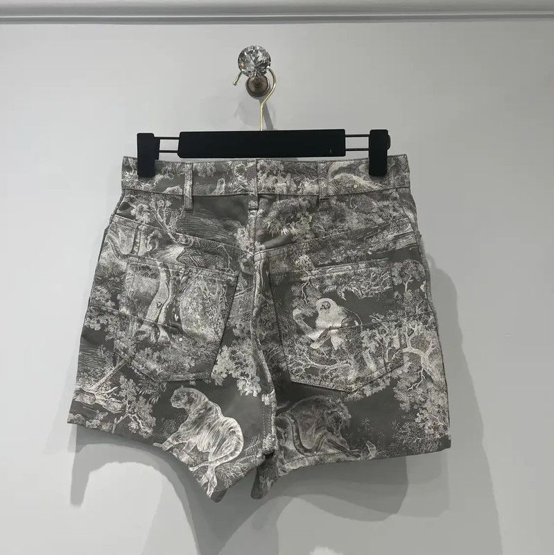 Dior Dior Gray Cotton Pattern Women's Shorts 0089 Size 26" / US 2 / IT 38 - 2 Thumbnail