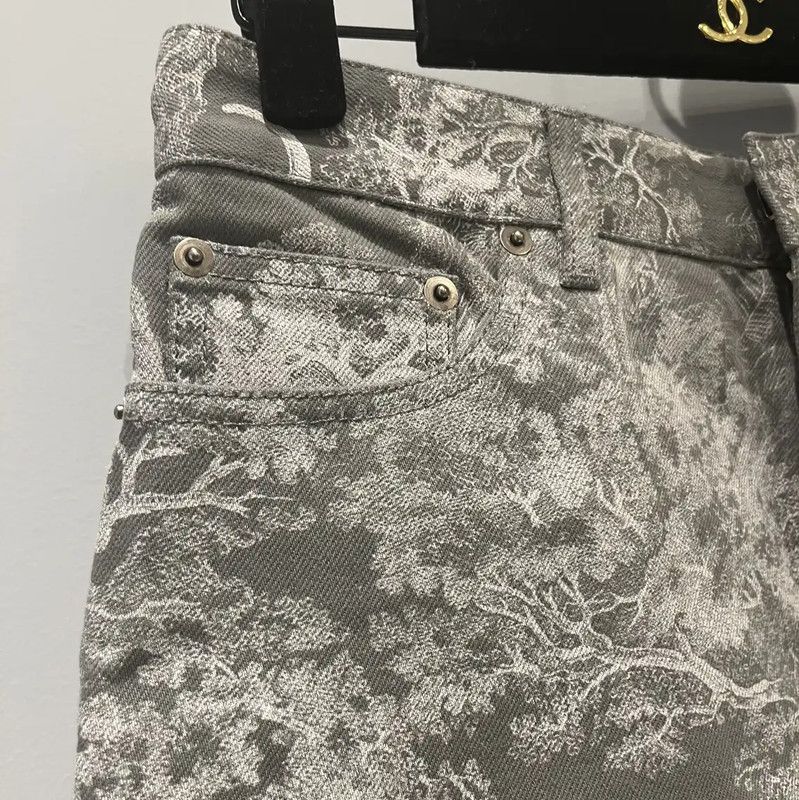 Dior Dior Gray Cotton Pattern Women's Shorts 0089 Size 26" / US 2 / IT 38 - 7 Thumbnail