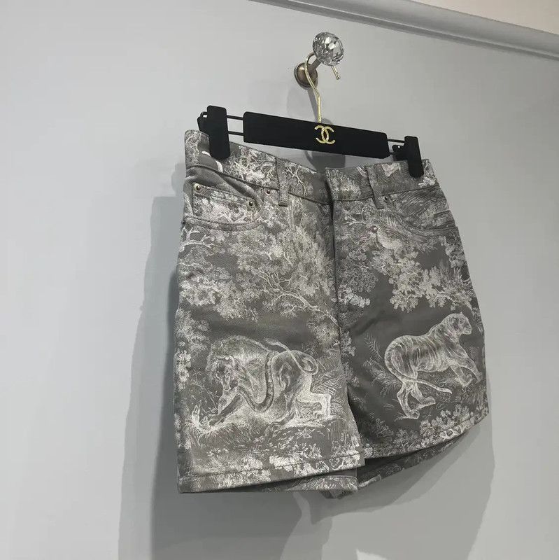 Dior Dior Gray Cotton Pattern Women's Shorts 0089 Size 26" / US 2 / IT 38 - 3 Thumbnail