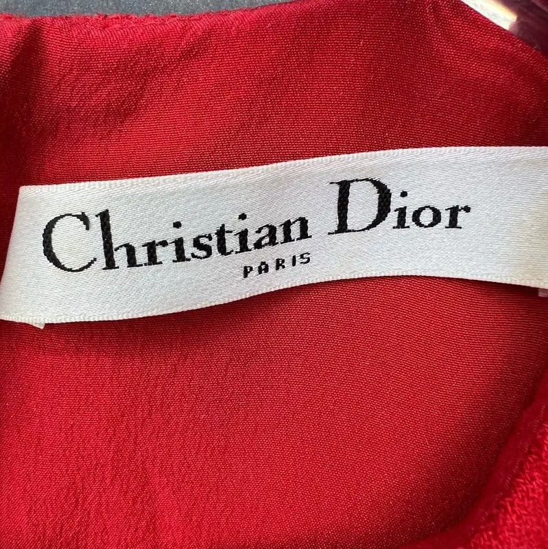 Dior Dior Red Cotton Short Dress 0089 Size ONE SIZE - 3 Thumbnail