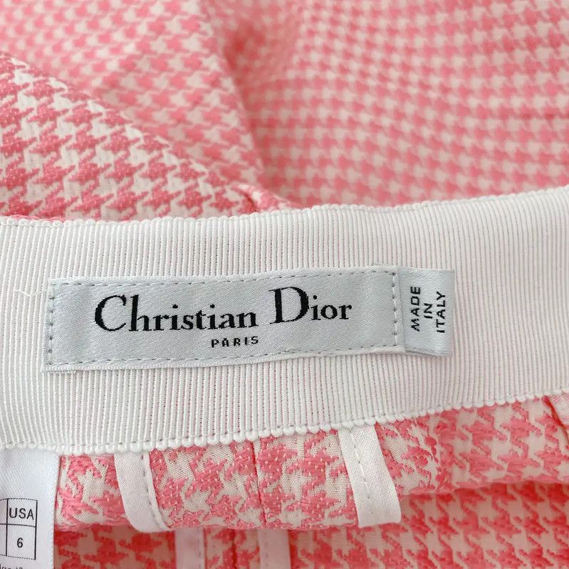 Dior Dior Pink Cotton Checkered Trousers for Women 0089 Size 26" / US 2 / IT 38 - 6 Thumbnail