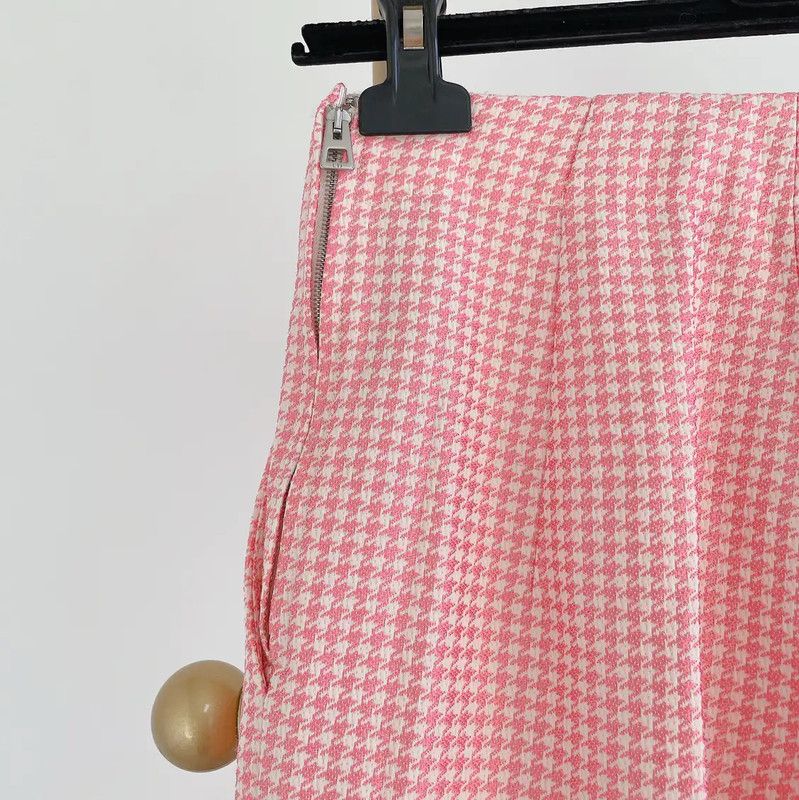 Dior Dior Pink Cotton Checkered Trousers for Women 0089 Size 26" / US 2 / IT 38 - 5 Thumbnail