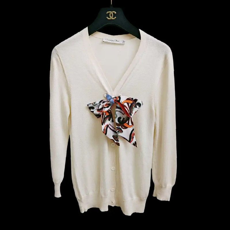 Dior Dior Women's Cream Wool Long Sleeve Knit Sweater 0089 Size S / US 4 / IT 40 - 3 Thumbnail