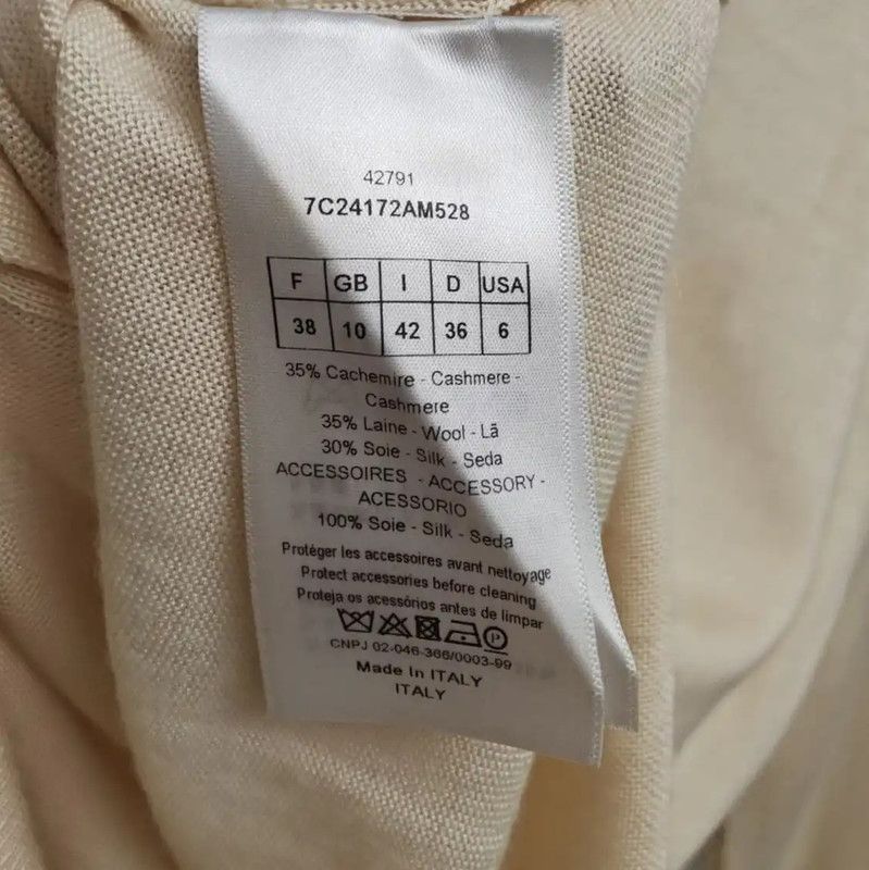 Dior Dior Women's Cream Wool Long Sleeve Knit Sweater 0089 Size S / US 4 / IT 40 - 5 Thumbnail