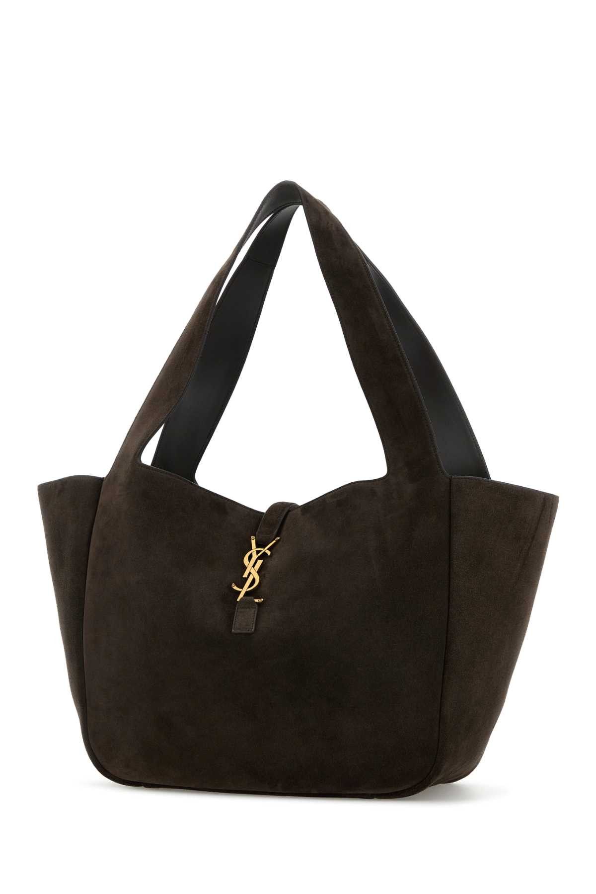 Saint Laurent Paris Brown Suede Leather Le 5 Ã 7 Bea Shopping Bag Size ONE SIZE - 2 Thumbnail