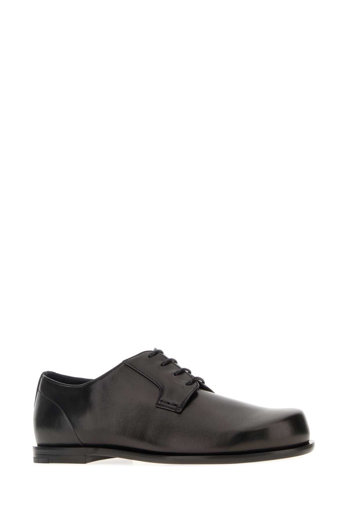 Fendi Black Leather Squared Ff Lace-Up Shoes Size US 11 / EU 44 - 2 Thumbnail