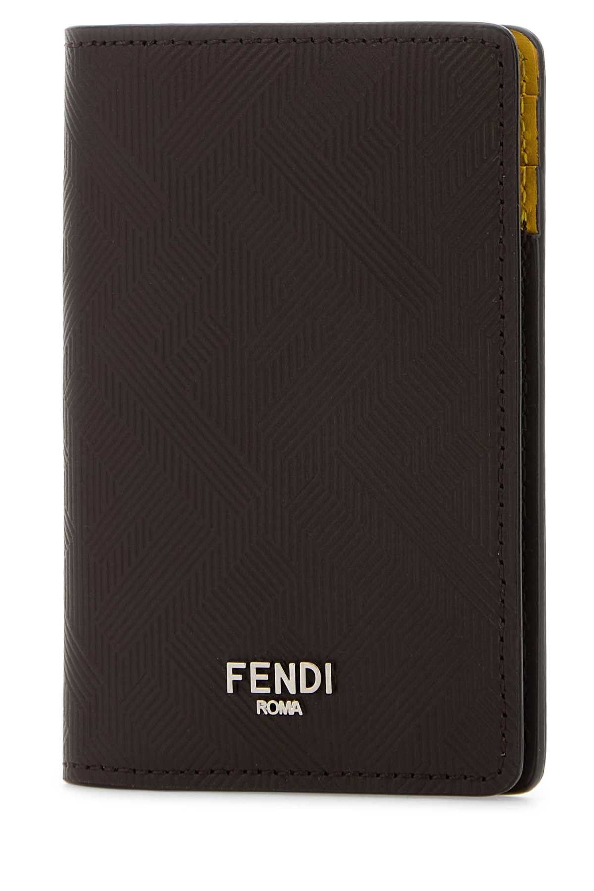 Fendi Dark Brown Leather Fendi Shadow Card Holder Size ONE SIZE - 2 Thumbnail
