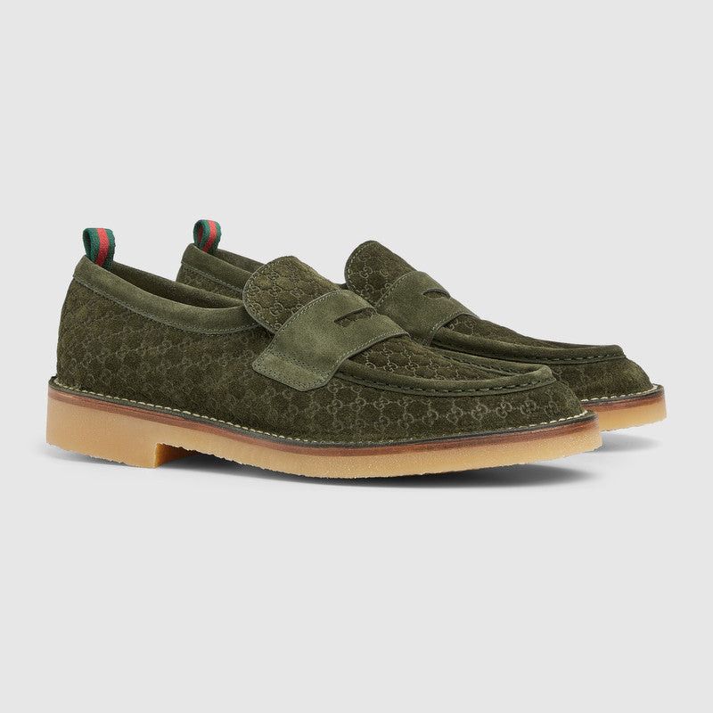 Gucci Gucci Web GG Suede Loafers SIZE 7 Size ONE SIZE - 2 Thumbnail