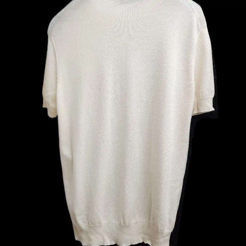 Dior Dior Women's Cream Wool Short Sleeve Sweater 0089 Size S / US 4 / IT 40 - 2 Thumbnail