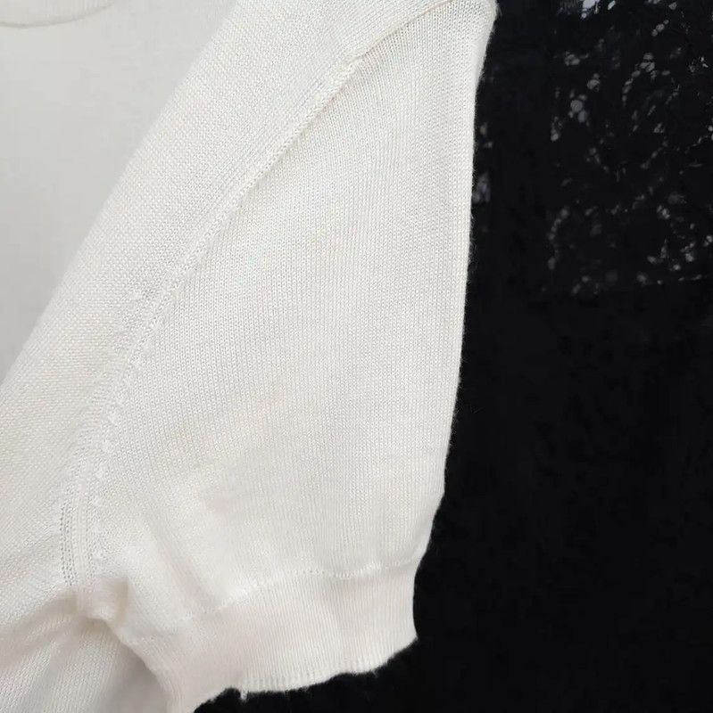 Dior Dior Women's Cream Wool Short Sleeve Sweater 0089 Size S / US 4 / IT 40 - 6 Thumbnail