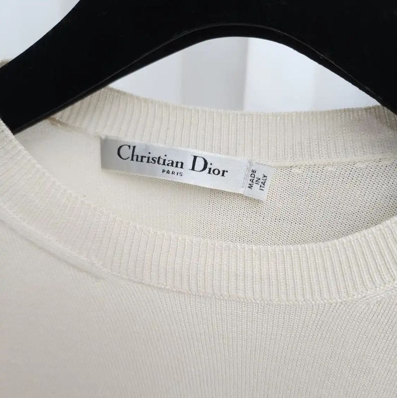 Dior Dior Women's Cream Wool Short Sleeve Sweater 0089 Size S / US 4 / IT 40 - 4 Thumbnail
