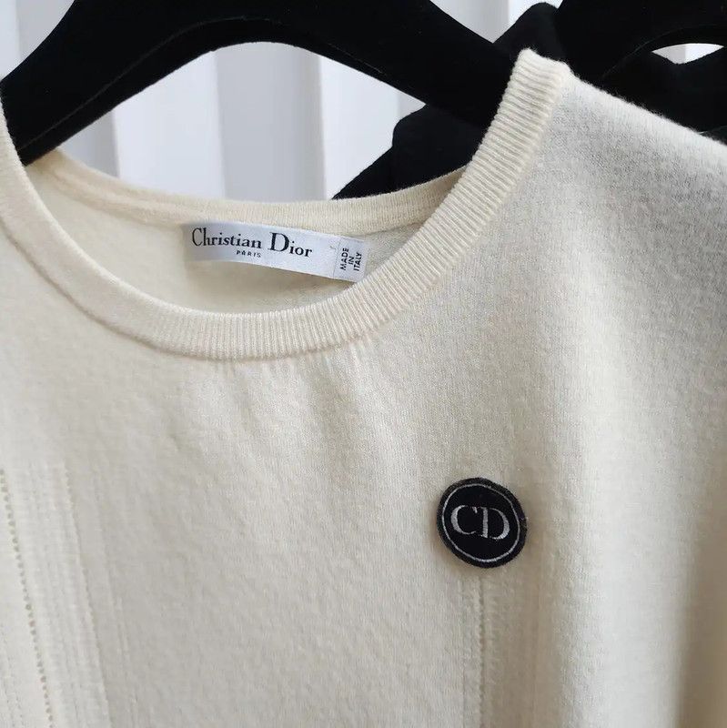 Dior Dior Cream Wool Short Sleeve Sweater 0089 Size S / US 4 / IT 40 - 7 Thumbnail