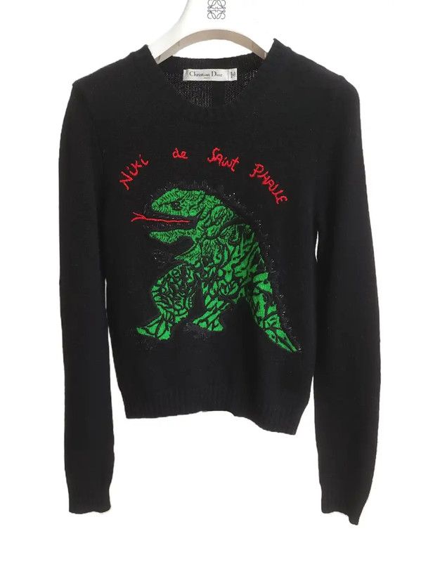 Dior Dior Black Cashmere Embroidered Long Sleeve Sweater 0089 Size XS / US 0-2 / IT 36-38 - 2 Thumbnail