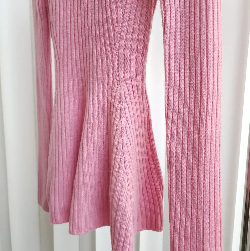 Dior Dior Pink Wool Long Sleeve Knit Top 0089 Size S / US 4 / IT 40 - 6 Thumbnail