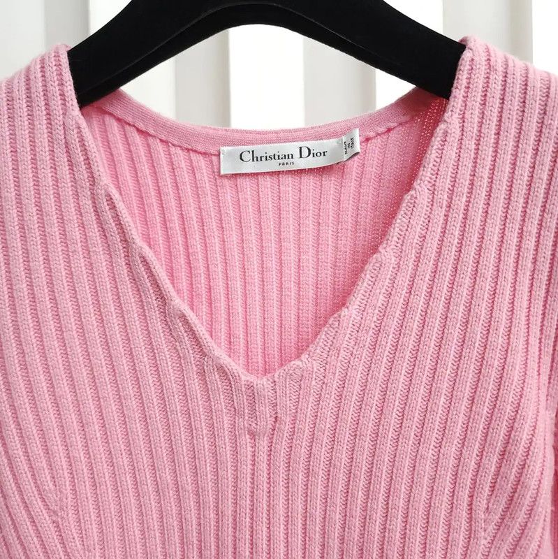 Dior Dior Pink Wool Long Sleeve Knit Top 0089 Size S / US 4 / IT 40 - 3 Thumbnail