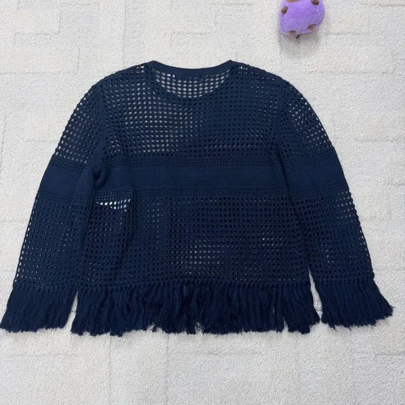 Dior Dior Women's Navy Cropped Top with Fringe 0089 Size XS / US 0-2 / IT 36-38 - 2 Thumbnail