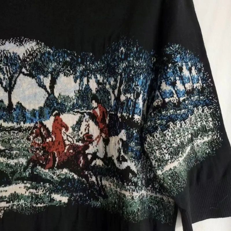 Dior Dior Black Wool Print Short Sleeve Sweater 0089 Size S / US 4 / IT 40 - 4 Thumbnail