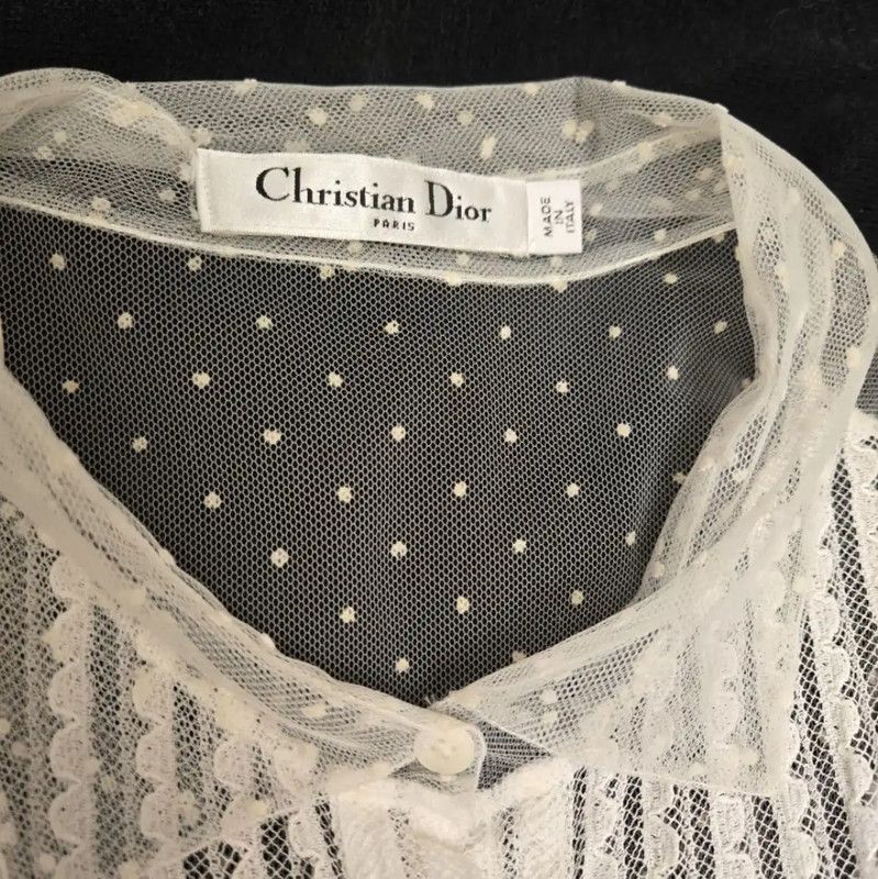 Dior Dior Long Sleeve White Sheer Blouse 0089 Size M / US 6-8 / IT 42-44 - 6 Thumbnail
