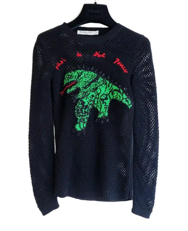 Dior Dior Black Cotton Embroidered Long Sleeve Top 0089 Size XS / US 0-2 / IT 36-38 - 2 Thumbnail