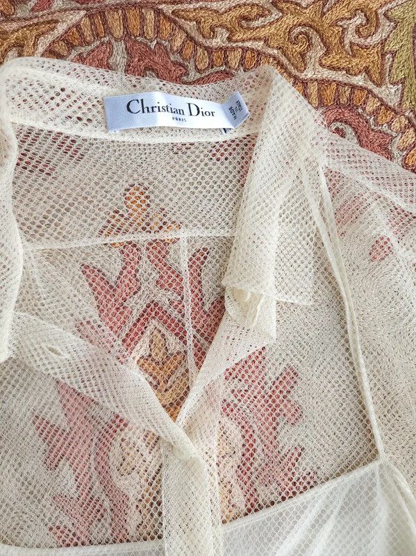 Dior Dior Sheer White Long Sleeve Cropped Shirt 0089 Size XS / US 0-2 / IT 36-38 - 6 Thumbnail